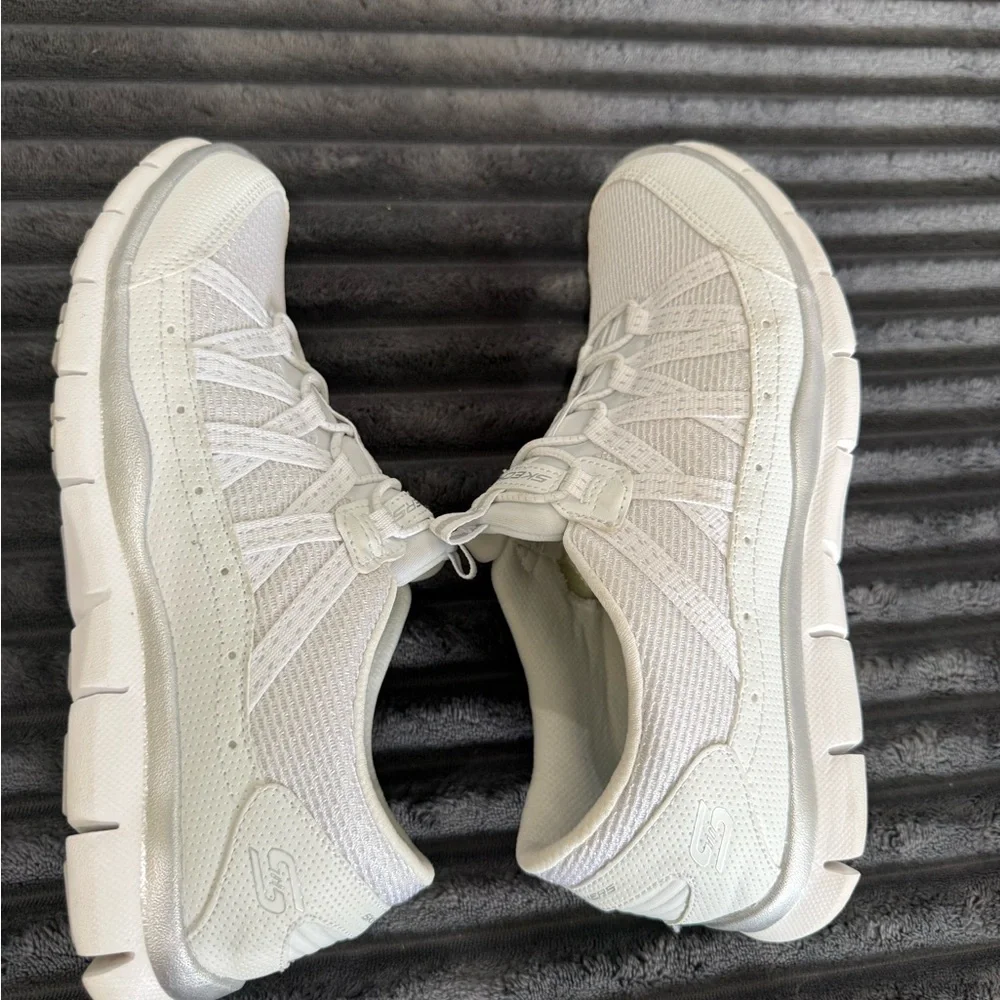 Skechers Air-Cooled Memory Foam Women's White Slip-On Walking Sneakers - Picture 9 of 11